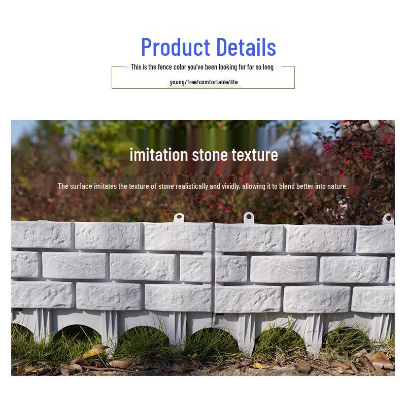 Thickened Simulated Stone Plastic Picket Fence for Balcony and Garden