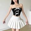 European and American style spring new women's clothing chic sexy slim bow tight love ruffle edge small vest