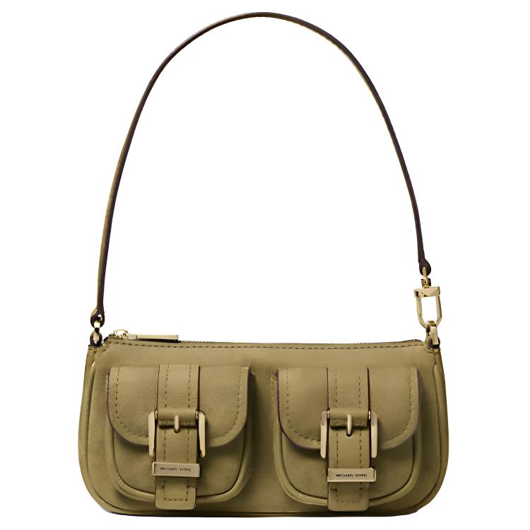 Michael Kors MK Zoe Suede Shoulder Bag With Gold Hardware Women Shoulder Bag Pistachio 32T5GZCU1L-PISTACHIO Basic Set (Bag)