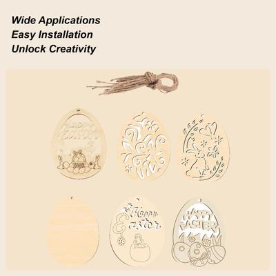 Wood Ornament Blanks Easter Eggs Paintable Pendants Unfinished Wood Cutouts For School Party Home Bedroom Apartment Family