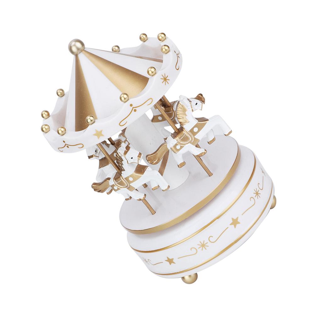 Merry GO Round Music Box Carousel Gift Christmas Wedding Birthday Gift Decor White