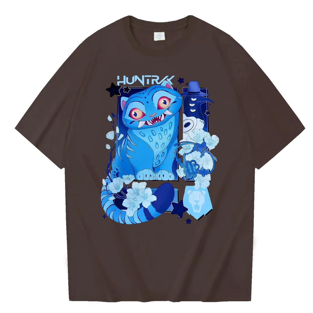 Summer KPop Demon Hunters Derpy Tiger Movie Print Men’s Cotton T-shirt Short Sleeve O-neck Tees Casual Oversized Unisex Tops