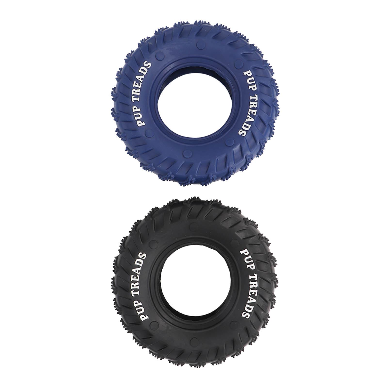 

2Pcs Blue Black Rubber Tire Dog Chew Toy Safe Tire Shape Rubber Pet Chew Toy for Medium Large Dogs