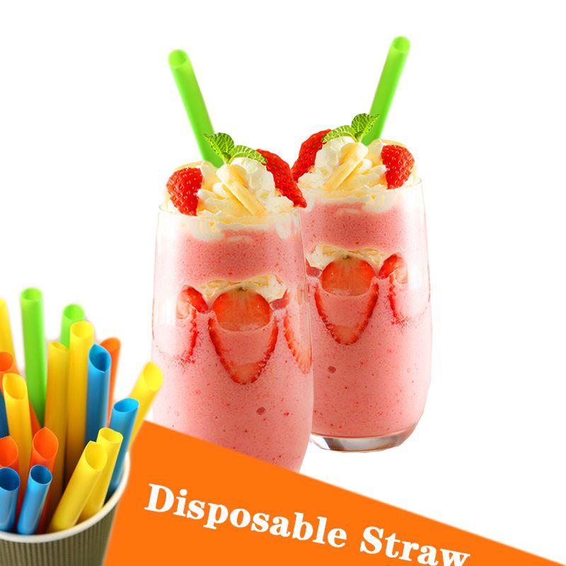 Disposable 100 X Large Drinking Straws Bubble Tea Smoothie Milkshake Colorful