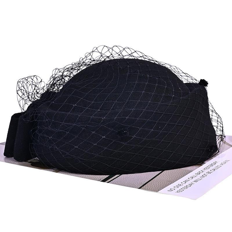 Chapeau d'automne et d'hiver pour femmes, sens haut de gamme de chaleur, chapeau haut-de-forme en feutre, chapeau d'hôtesse de l'air, grand tour de tête amincissant le visage, petit chapeau de jazz