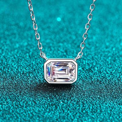 D Farbe 5*7mm 1ct Smaragdschliff Moissainte Anhänger für Frauen Gra Moissanit Halskette 925 Sterling Silber vergoldet Weißgold Schmuck