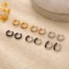 Wind Premium Black Gold Plated 18K Gold Stainless Steel Ear Buckle Geometric Round Titanium Steel Earrings