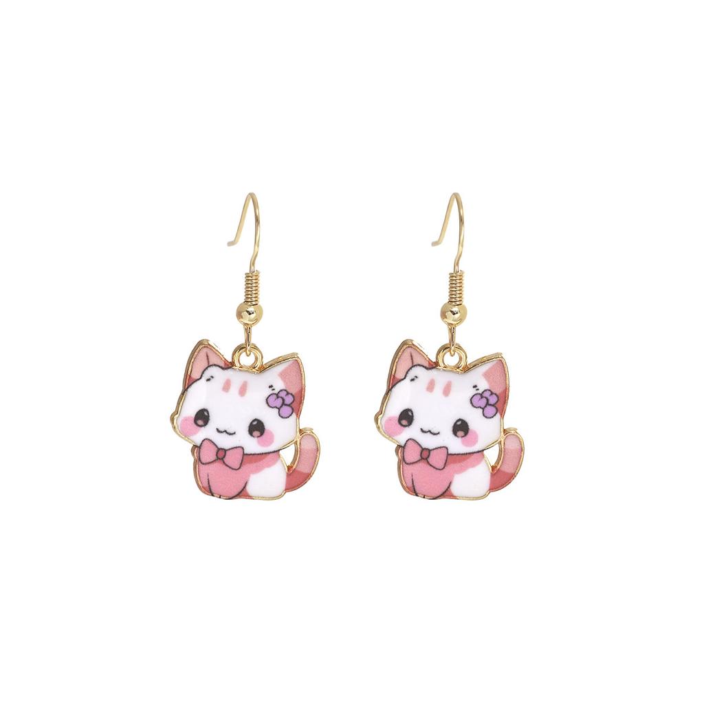 Fun Cartoon Cute Kitten Earrings, Creative Simple Earrings Animal Earrings