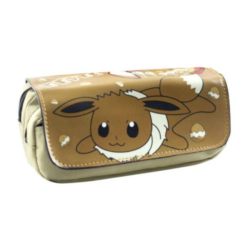 Pokmon Cartoon Student Large Capacity Double Zipper Pencil Case With Compartments For School Supplies