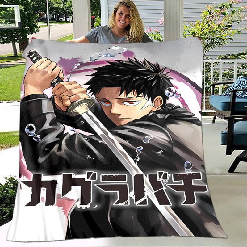 Cool Anime K-Kagurabachi printed throw blanket—lightweight,soft,warm;versatile blanket all seasons—perfect air-conditioning throw,nap blanket