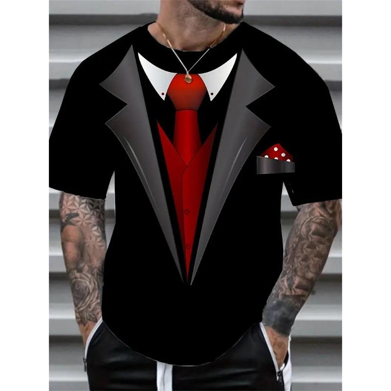 

7XL Plus Size Летние модные повседневные спортивные мужские свободные футболки с круглым вырезом и принтом из двух частей с короткими рукавами 6XL