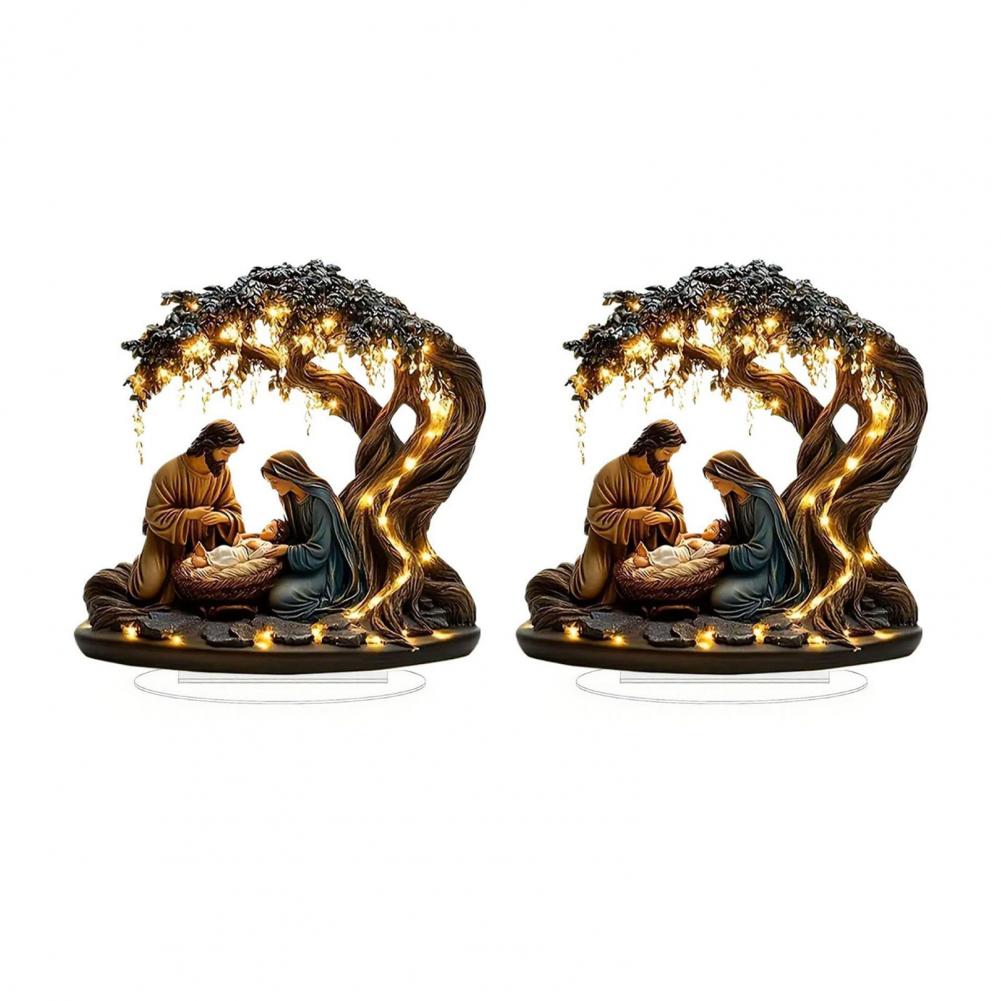 Nativity Scene Decor 2d Acrylic Nativity Scene Ornament Flat Christmas Tabletop Display Minimalist Christian Desktop Decor