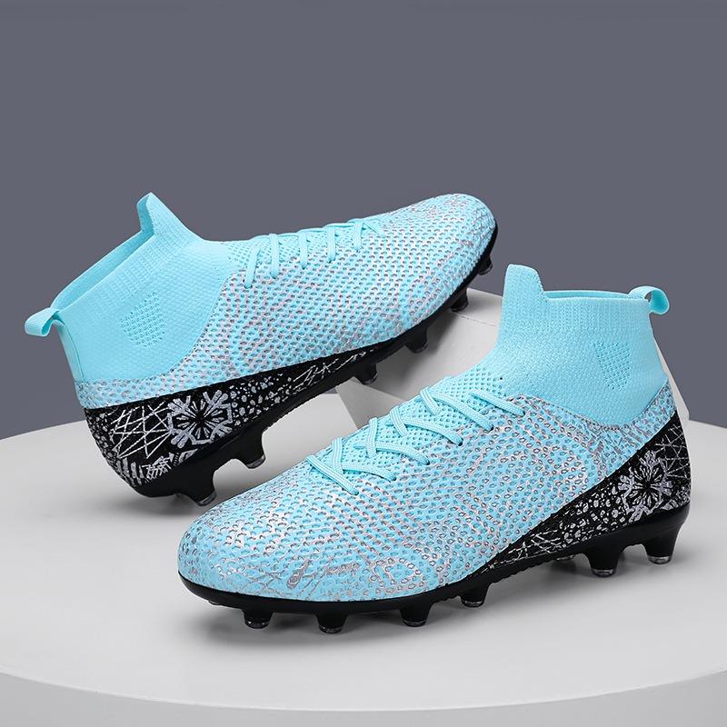 Men's and women's high-top breathable football shoes Artificial turf training sports shoes Comfortable and wear-resistant