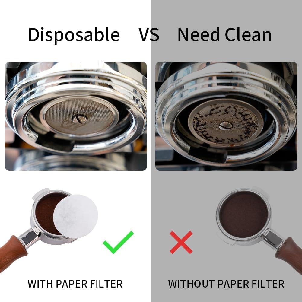 Watchget kaffepapirfilter rund espressopakke skjermerstatningspapir 53 mm engangs kaffe-espressomaskin kompatibel med Moka Pot 100 ark
