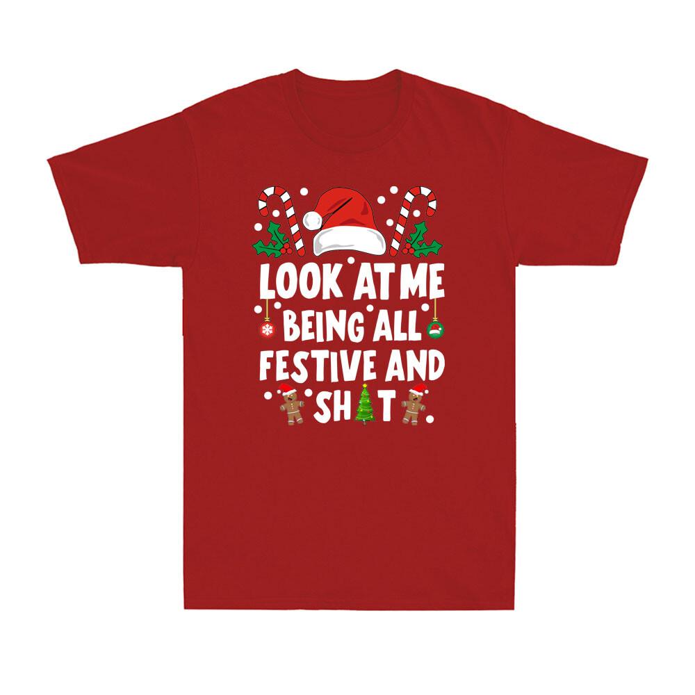 Look at Me Being All Festive and Sh!t Christmas Tree Santa Hat Men s T-Shirt S разноцветный