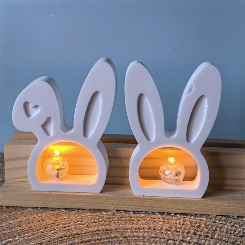 New Bunny Shape Napkin Holder Silicone Mold Rabbit Ear Ornament Plaster Molds Hollow Rabbit Gypsum Concrete Casting Resin Mould