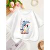 European Sizes Girls' Round Neck T-Shirt, Casual And Comfortable, Print Tee