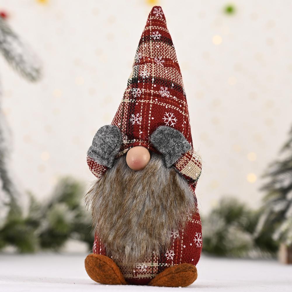 Christmas Tabletop Playful Decor Featuring Eyecovered Faceless Doll With Gloves