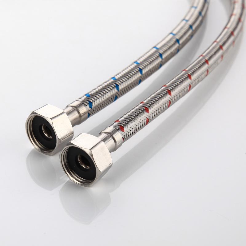 G1/2 60cm 1 Pair Stainless Steel Flexible Plumbing Pipes Cold Hot Mixer Faucet Water Supply Pipe Hoses Bathroom Part