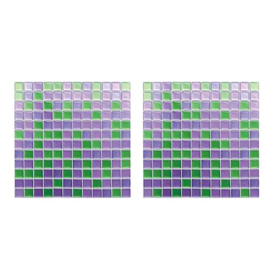 2Pcs Mosaic Wall Tile Stickers, 3D Self Adhesive Tile Stickers, Retro Waterproof And Oil-Proof Wall Decals, Peel And Stick Backsplash Decals