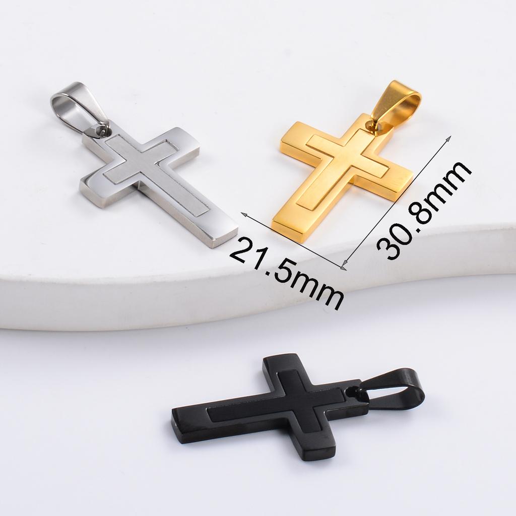 Fashion Hip Hop Stainless Steel Classic Punk Pray Cross Pendant for Men Women Silver/Gold Color Box Chain Jewelry Gifts
