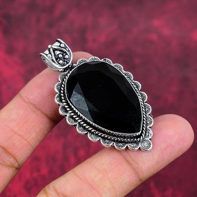 Black Spinel Pendant, 925 Solid Sterling Silver Pendant Handmade Gemstone Jewelry, Gifts For Wife Brand New Pendant