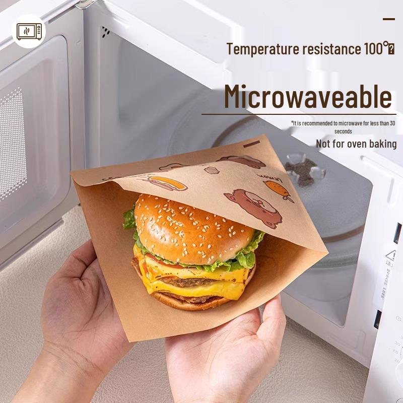 Jednorazowa papierowa torba odporna na olej na kanapki, hamburgery, naleśniki i artykuły śniadaniowe