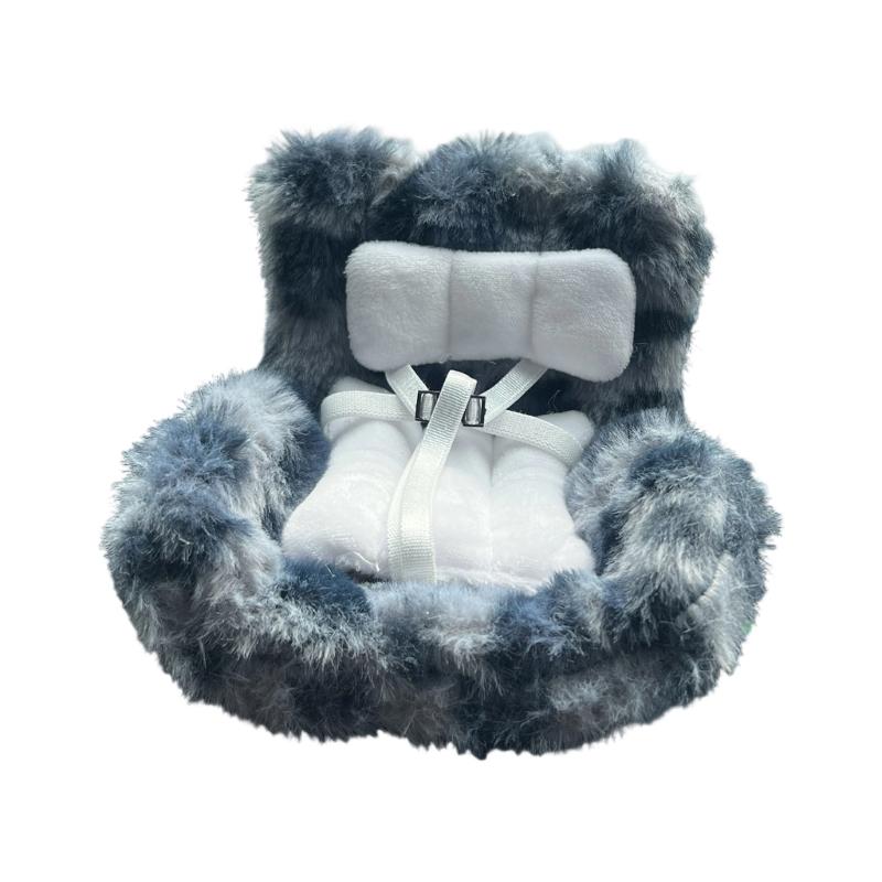 Plush Car Seat With Soft Cushion For Figure Dolls Adjustable Safety Strap Air Vent Clip Decors Collectible Accessory