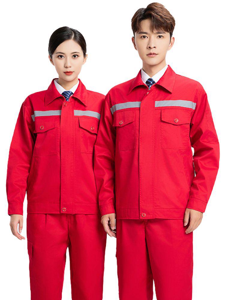 Men's Long Sleeve Workwear Set with Reflective Strips for Electricians and Auto Repair