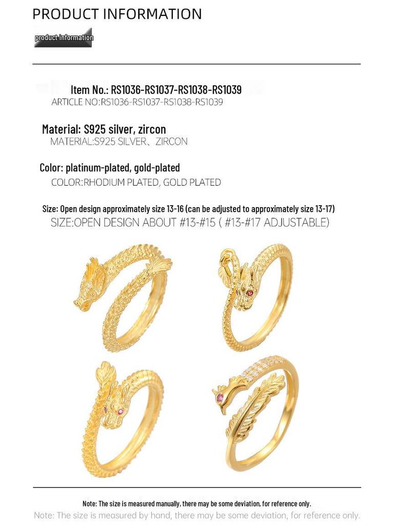 High-Grade S925 Silver Dragon & Phoenix Zodiac Couple Ring