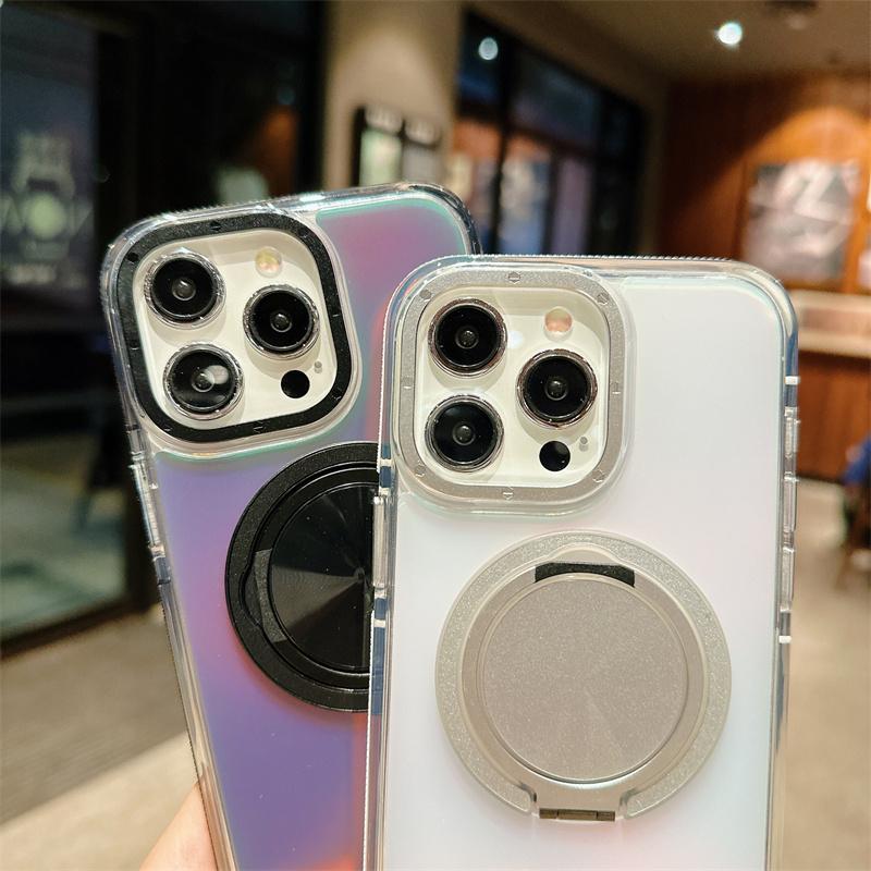 Color Changing Acrylic 360 Rotating Magnetic Stand Tpu Anti-fall Bumper Case for Iphone 15 14 13pro 11 12 14pro 15pro Max Clear Cover