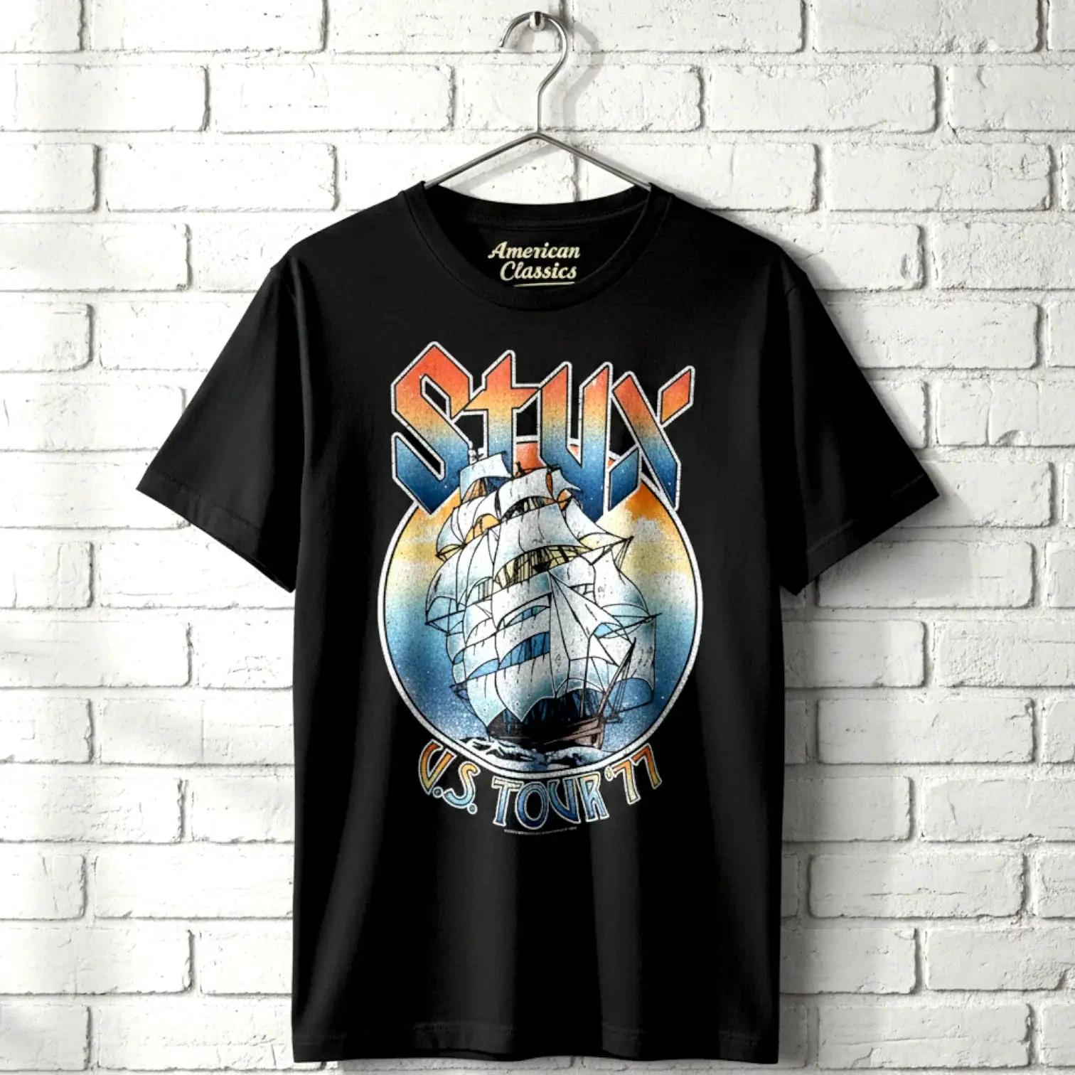 Styx USA American Tour 1977 Ship Mens T Shirt Mast Rock Band Album Concert Merch L
