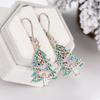 Line hollow Christmas tree earrings female, wax inlaid zircon colored jewelry Xiaohongshu live Christmas jewelry
