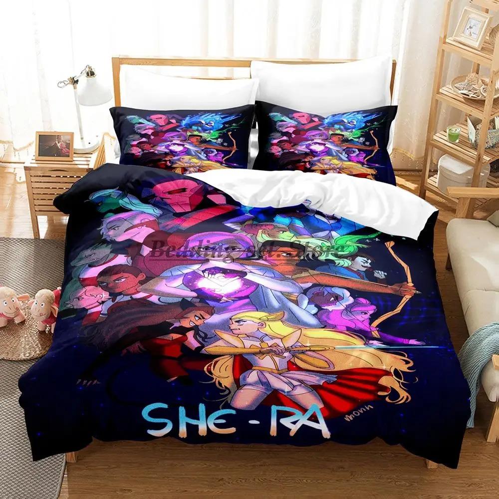 New She Ra And The Princesses Of Power Bedding Set Single Twin Full Queen King Size Bed Set Bedroom Duvetcover Sets Anime