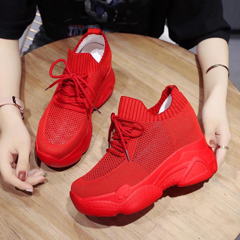 Fashion 2024 Size 34-40 Women White Sneakers Platform Shoes Woman Pumps Autumn Tennis Shoes Summer Heels Shoes Height Increasing 10CM