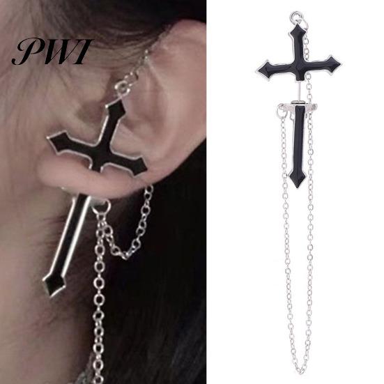 Women Earrings 1Pc Earring Chain Stylish Cross Design Non-allergic Drop Decorative Delicate Dangle for Daily Life Female