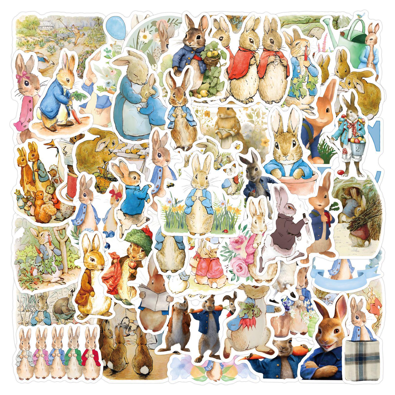 

55-Piece Peter Rabbit Stickers Set: Durable, Waterproof Stickers for Students Suitcases & Desktops