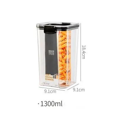 Transparent Food Storage Containers 460/700/1300ML Kitchen Airtight Plastic Storage Boxes Stackable Cans forKitchen Organization