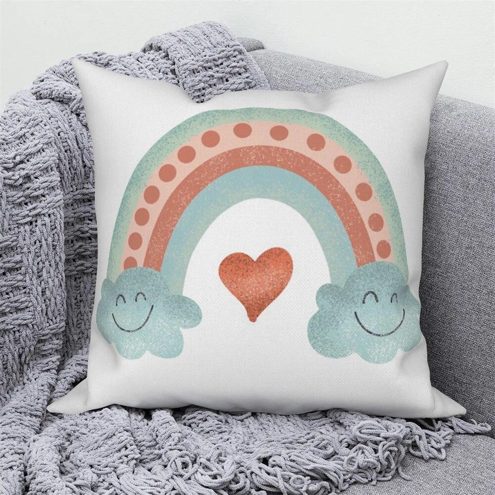 Kissenbezug Dekoration Zuhause Büro Schlafzimmer Cartoon Regenbogen Wolke Sofa Dekokissen