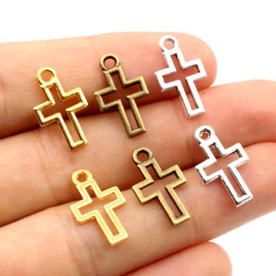 40 Stück Anhänger Hohl Schön Kreuz 17x10mm Bronze Antik Silber Farbe Anhänger DIY Herstellung Zubehör Handgefertigt Tibetischer Schmuck