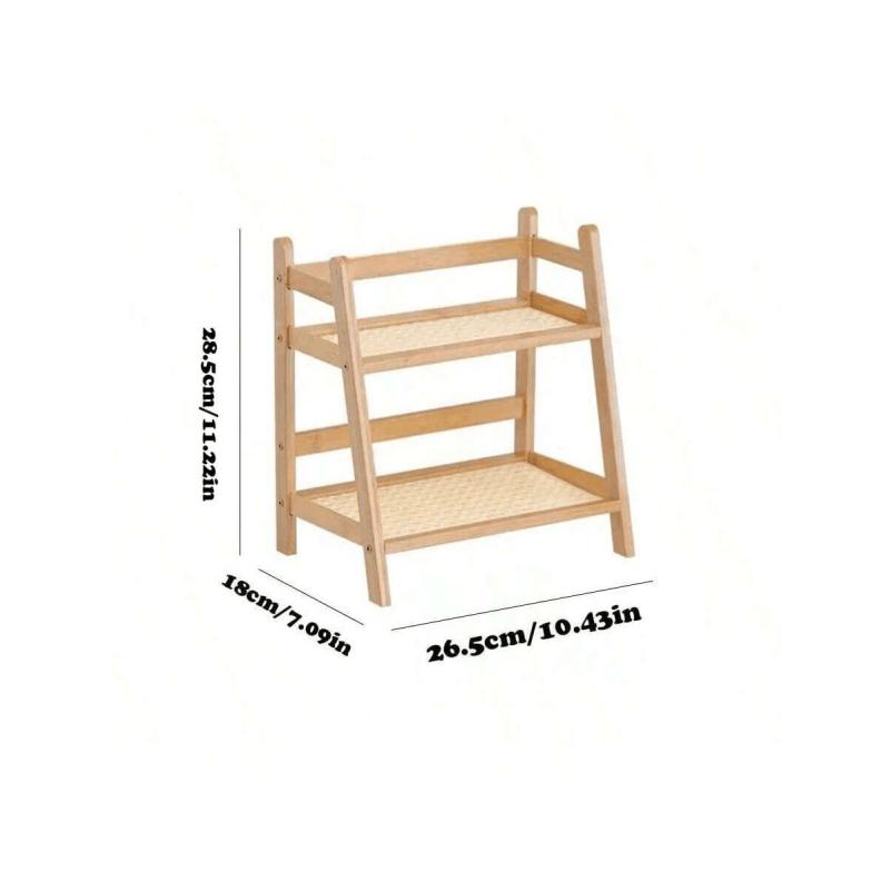 Countertop Organizer 2 Layer Coffee Cup Holder Multipurpose Bamboo Storage Shelf for Hotel Apartment Dressing Table Kitchen Home