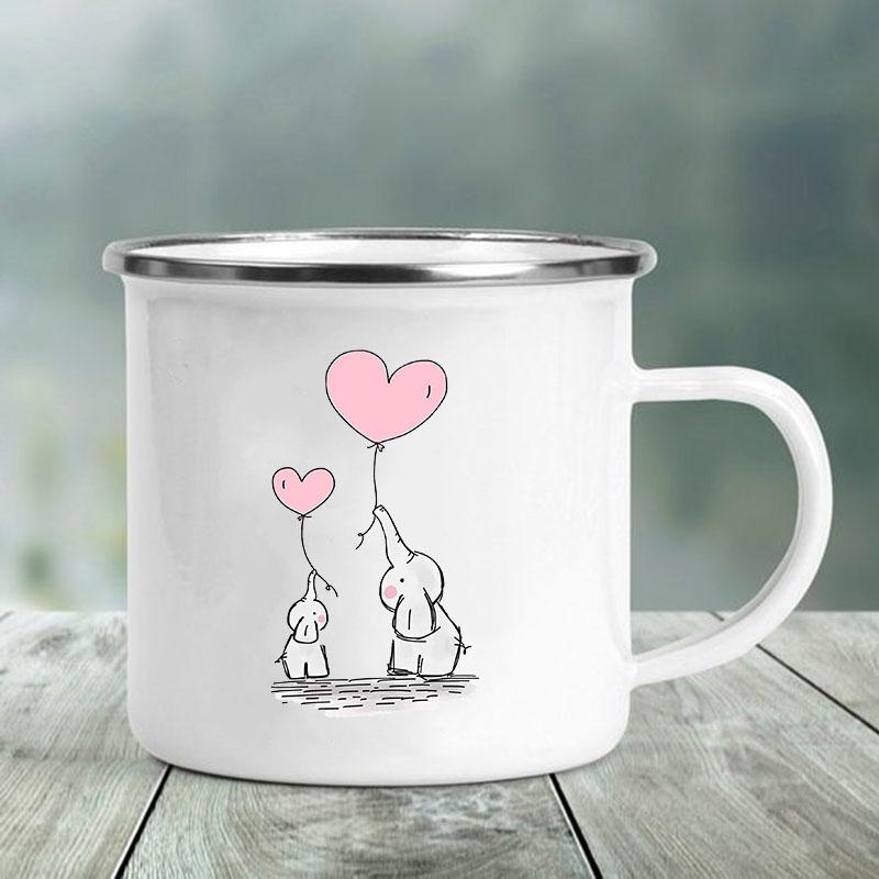 Cute Animal Letter Print Mugs Creative Glass Coffee Tea Cup Personalized Gifts Enamel Mug Kawaii Drinkware Cofee Cups Friends