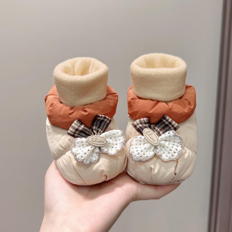 

Girl Baby Princess Soft Sole Shoes 0-6 Months: Warm Velvet Anti-Drop Socks, Spring/Autumn Style M Inner 12.5cm, 7-15 months