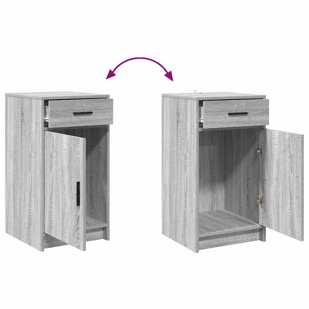 Makeup Table with Mirror Lighting (2 pcs) Gray Particleboard