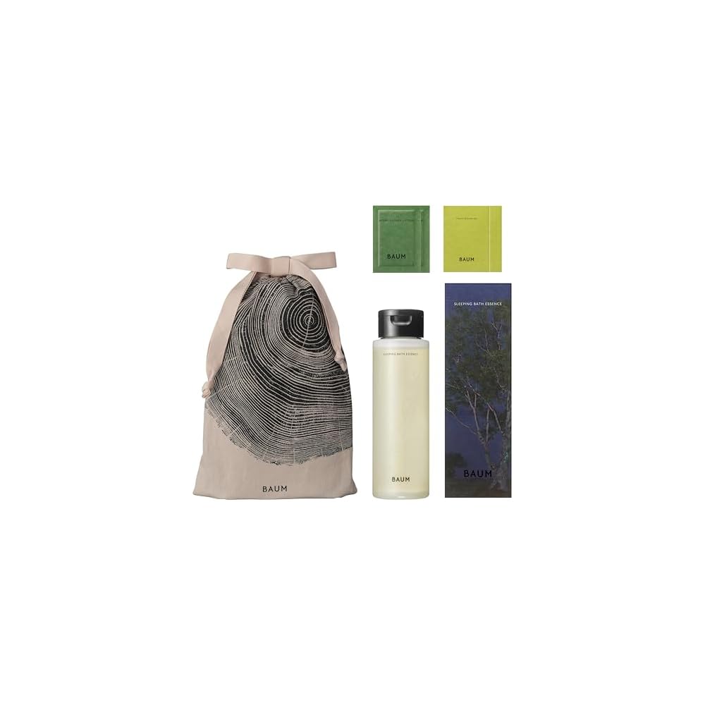 BAUM Gift Kit: Sleeping Bath Essence 190mL + Wrapping Bag + Lotion & Oil Samples (Limited Edition) | Bath Salts | Scent of a deep forest of eucalyptus