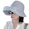 Sunscreen hat female elegant retro casual temperament webbing striped big brim fashion sunscreen bucket hat female
