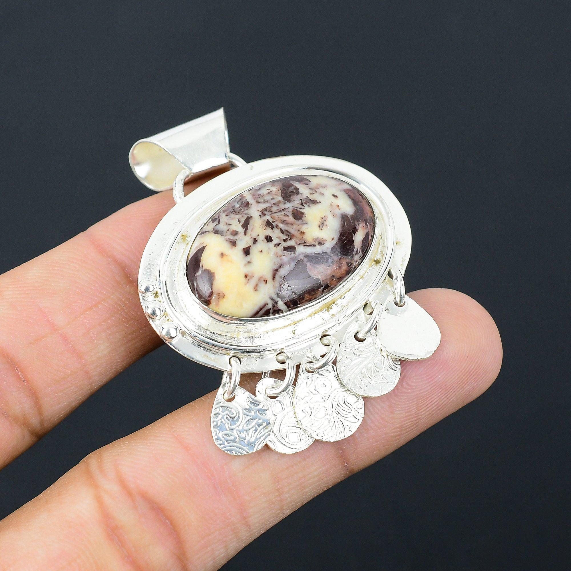 Натуральный кокосовый яшма драгоценный камень ювелирные изделия 925 стерлинговое серебро кулон для женщин