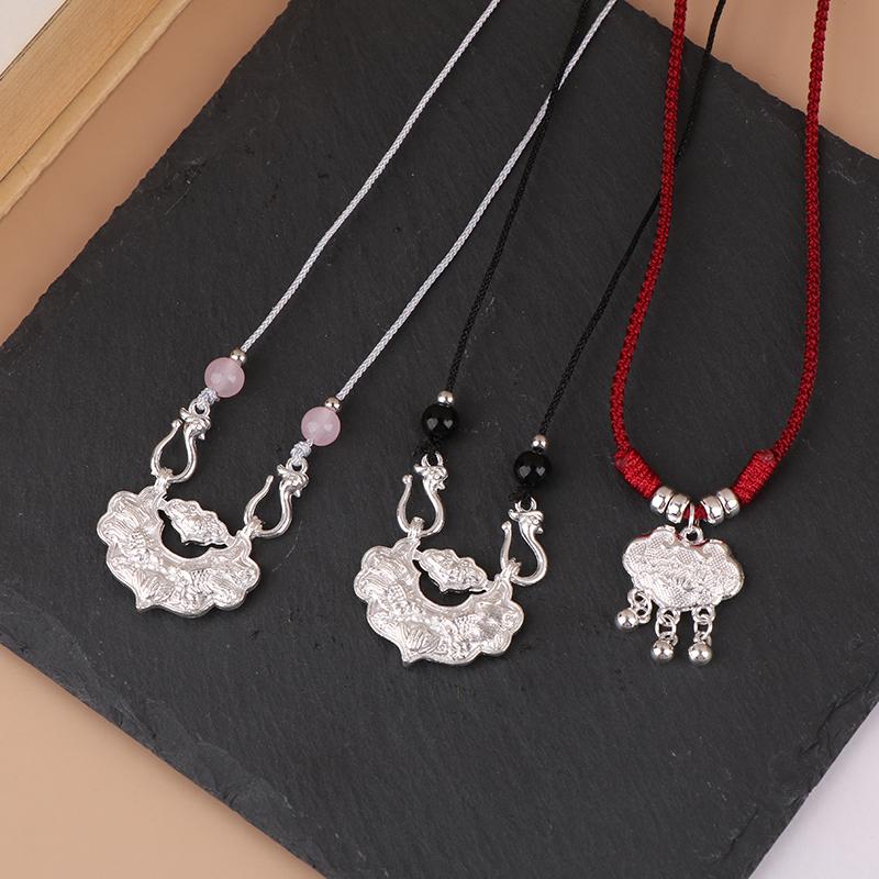 Chinese Style Ping An Lock Pendant For Women Vintage New Chinese Retro National Necklace Women'S Jewelry Valentine'S Day Gift