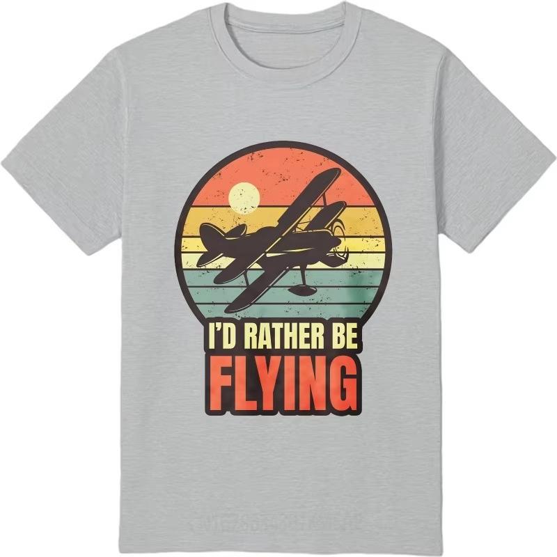 Fashion Tshirt Printed Unisex Oneck Tshirt Big Size Vintage Plane Sunset Id Rather Be Flying Men Tees Minimalist Teeshirt