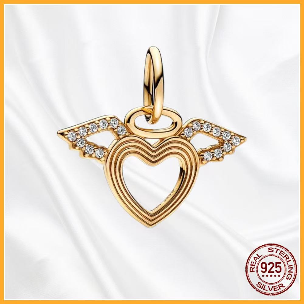 Authentic Copper Heart Art Charm Fit Original Bracelets Necklaces Beads Diy Jewelry Gifts Women